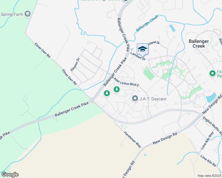 map of restaurants, bars, coffee shops, grocery stores, and more near 6371 Walcott Lane in Frederick