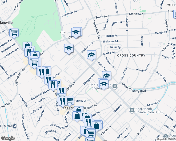 map of restaurants, bars, coffee shops, grocery stores, and more near 3607 Seven Mile Lane in Baltimore