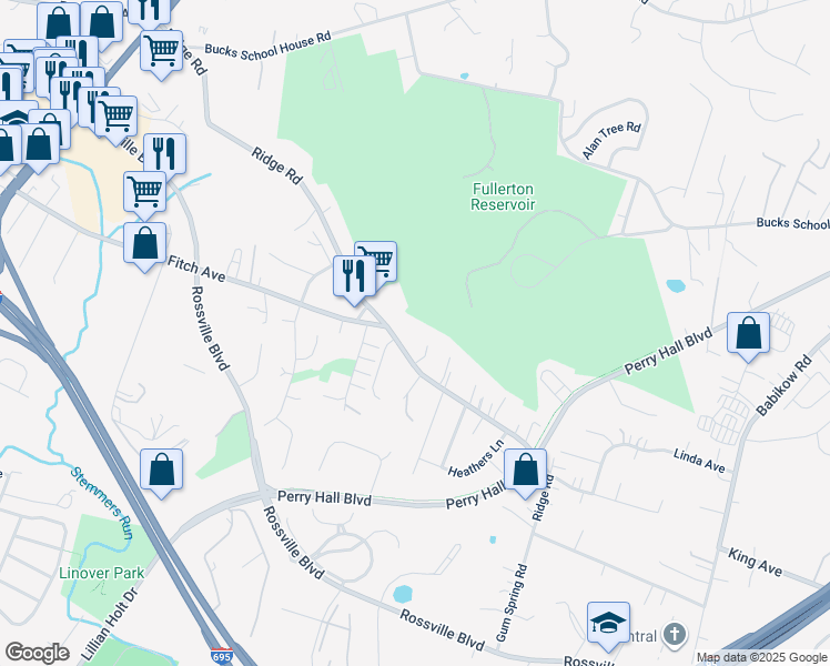 map of restaurants, bars, coffee shops, grocery stores, and more near 7904 Jabaji Court in Nottingham