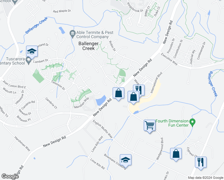 map of restaurants, bars, coffee shops, grocery stores, and more near 4912 Arctic Tern Court in Frederick