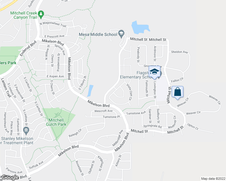map of restaurants, bars, coffee shops, grocery stores, and more near 350 Mikelson Boulevard in Castle Rock