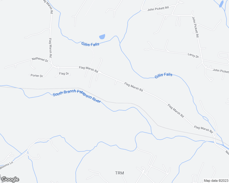 map of restaurants, bars, coffee shops, grocery stores, and more near 2407 Flag Marsh Road in Mount Airy