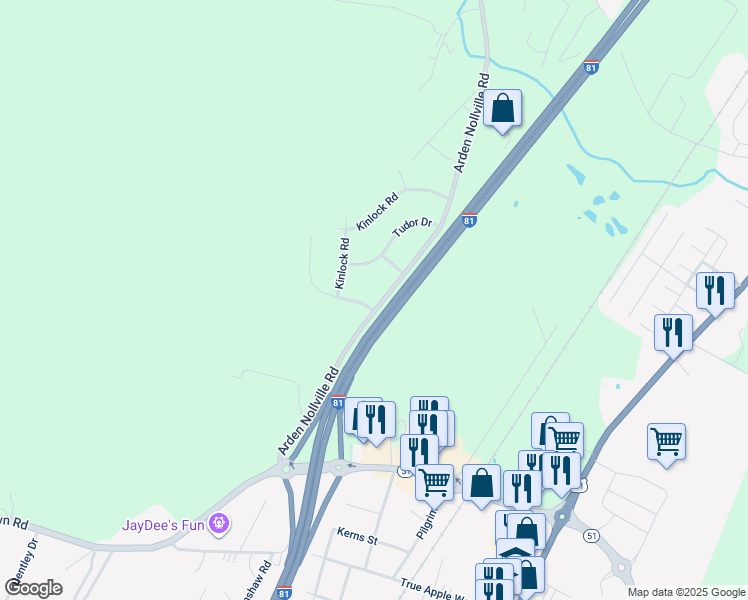 map of restaurants, bars, coffee shops, grocery stores, and more near 20 Minnick Road in Inwood