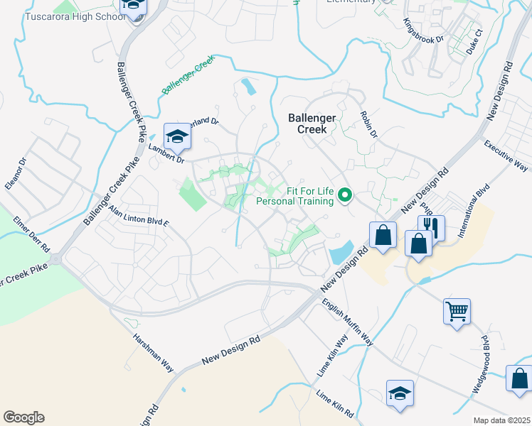 map of restaurants, bars, coffee shops, grocery stores, and more near 5138 McLauren Lane in Frederick