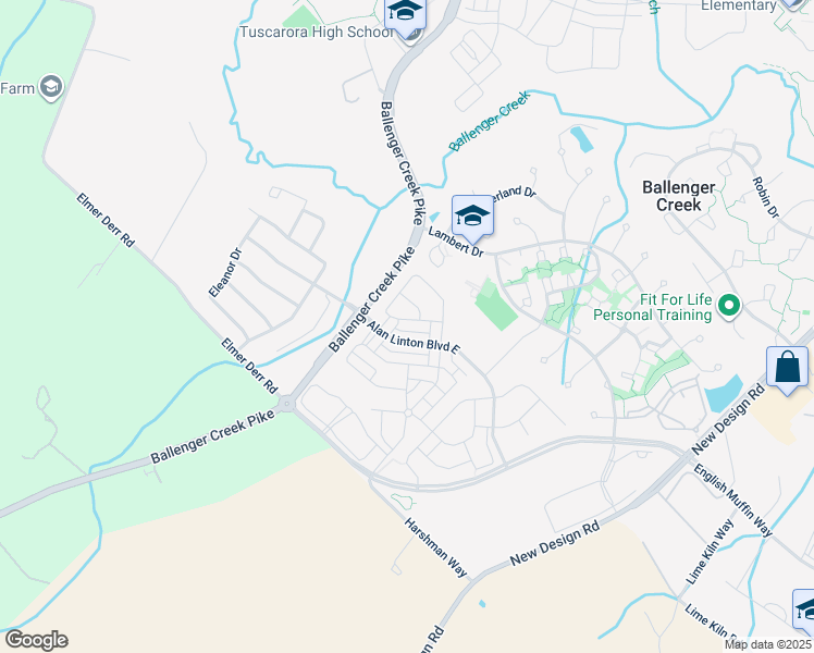 map of restaurants, bars, coffee shops, grocery stores, and more near 5055 Small Gains Way in Frederick