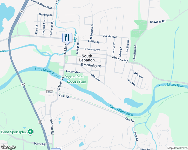 map of restaurants, bars, coffee shops, grocery stores, and more near in South Lebanon