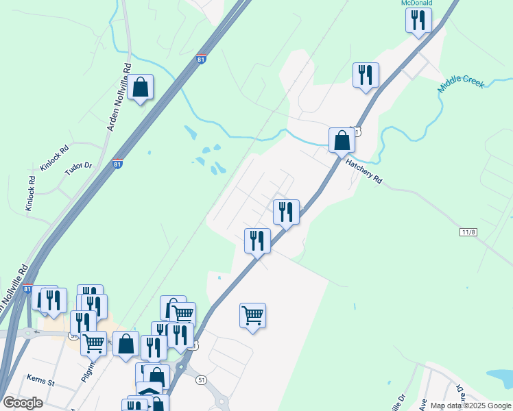 map of restaurants, bars, coffee shops, grocery stores, and more near 38 Baltic Court in Inwood