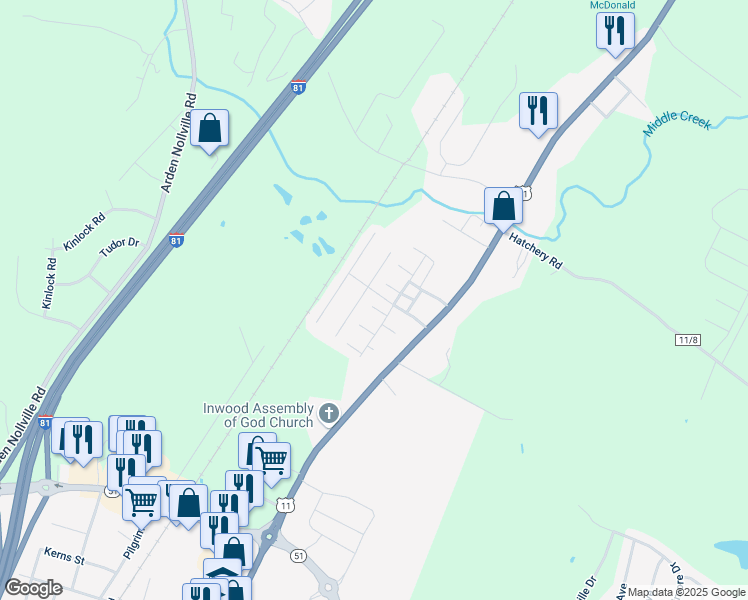 map of restaurants, bars, coffee shops, grocery stores, and more near 38 Baltic Court in Inwood