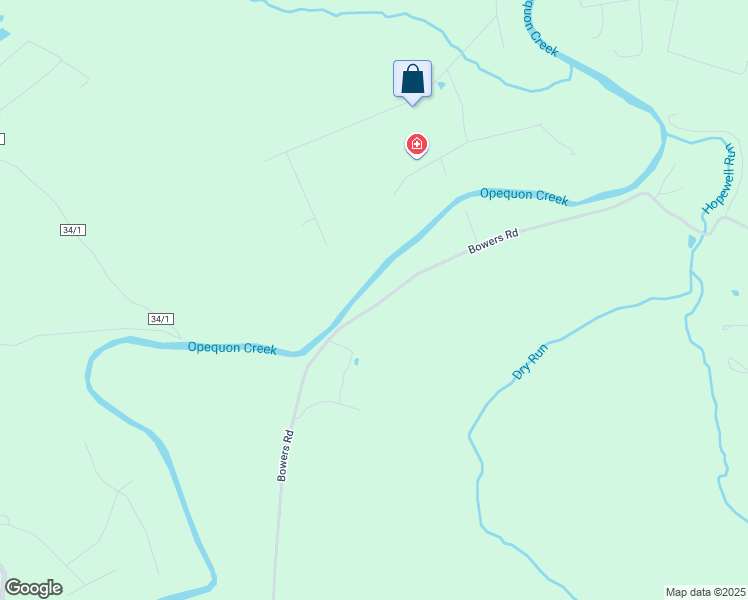 map of restaurants, bars, coffee shops, grocery stores, and more near 1161 Bowers Road in Kearneysville