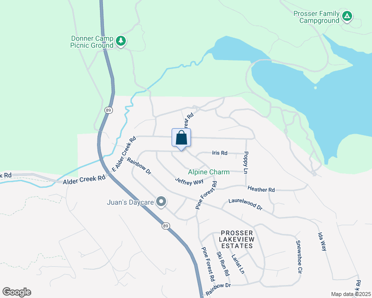 map of restaurants, bars, coffee shops, grocery stores, and more near Pine Forest Road & Greenwood Drive in Truckee
