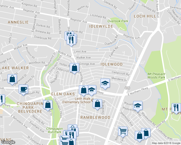 map of restaurants, bars, coffee shops, grocery stores, and more near 1237 Cedarcroft Road in Baltimore
