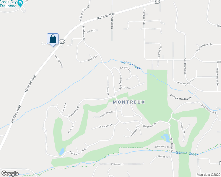 map of restaurants, bars, coffee shops, grocery stores, and more near 16940 Salut Court in Reno