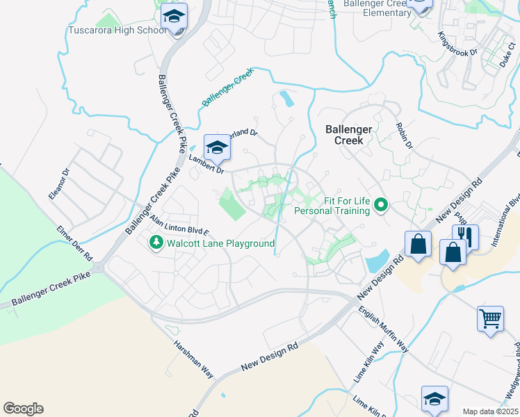 map of restaurants, bars, coffee shops, grocery stores, and more near 4954 Clarendon Terrace in Frederick
