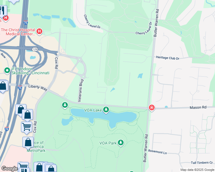 map of restaurants, bars, coffee shops, grocery stores, and more near 7200 Heritagespring Drive in Butler County