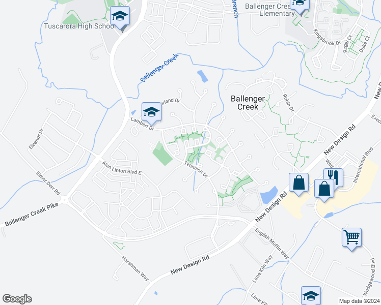 map of restaurants, bars, coffee shops, grocery stores, and more near 5074 Croydon Terrace in Frederick