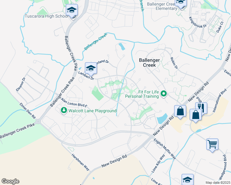 map of restaurants, bars, coffee shops, grocery stores, and more near 5078 Croydon Terrace in Frederick