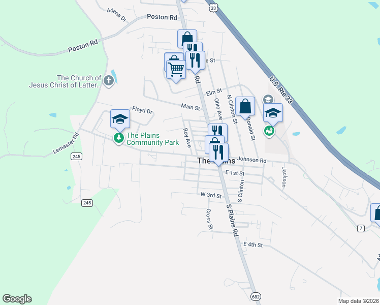 map of restaurants, bars, coffee shops, grocery stores, and more near 15 Connett Road in The Plains