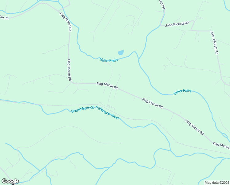 map of restaurants, bars, coffee shops, grocery stores, and more near 2429 Flag Marsh Road in Mount Airy