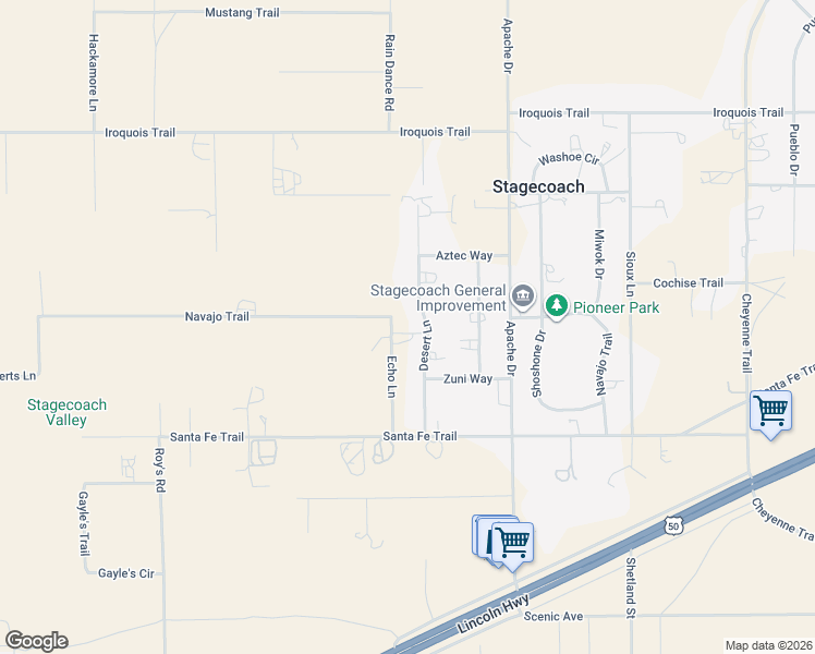 map of restaurants, bars, coffee shops, grocery stores, and more near 5425 Desert Lane in Silver Springs