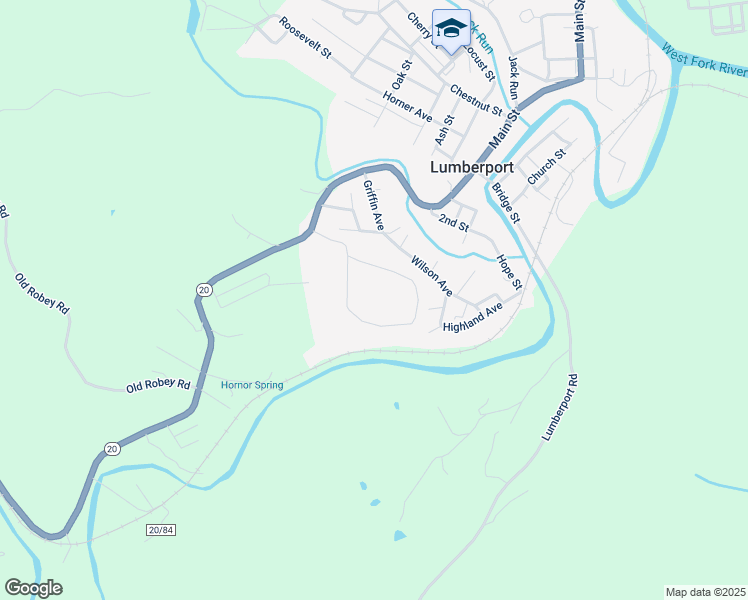 map of restaurants, bars, coffee shops, grocery stores, and more near 263 Meadowlark Lane in Lumberport