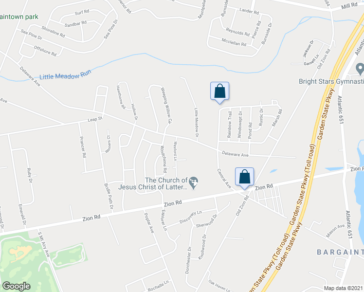 map of restaurants, bars, coffee shops, grocery stores, and more near 14 Wexford Lane in Egg Harbor Township