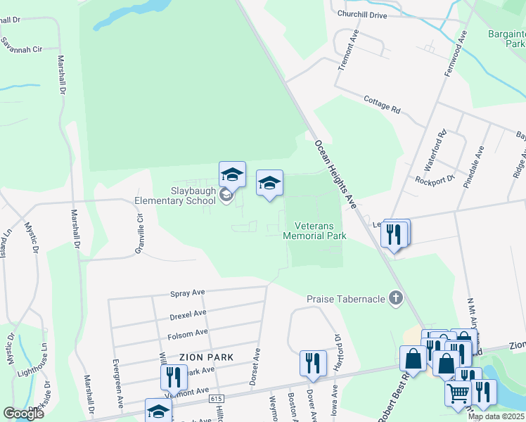 map of restaurants, bars, coffee shops, grocery stores, and more near 5 Swift Avenue in Egg Harbor Township
