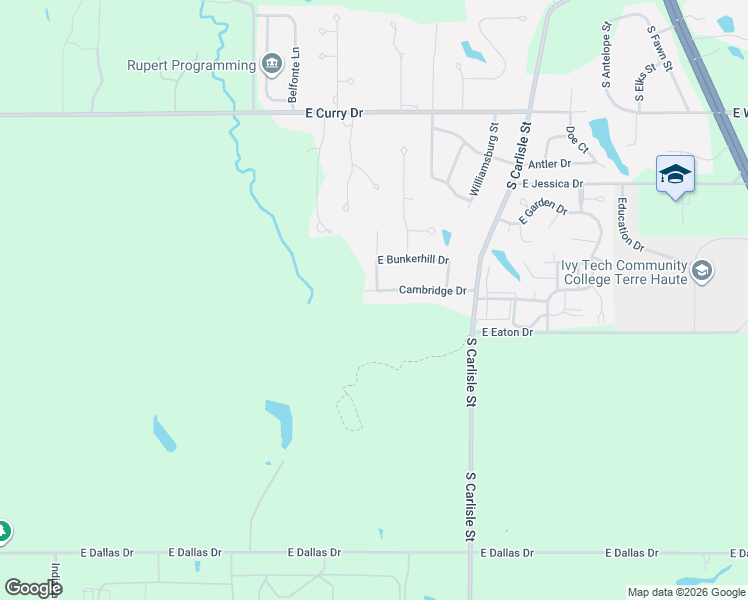 map of restaurants, bars, coffee shops, grocery stores, and more near 7931 Marblehead Court in Terre Haute