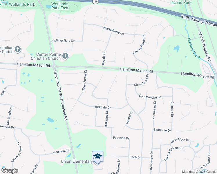 map of restaurants, bars, coffee shops, grocery stores, and more near 7269 Kilkenny Drive in Butler County