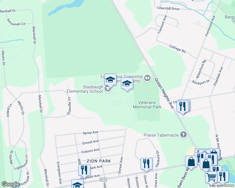 map of restaurants, bars, coffee shops, grocery stores, and more near 5 Swift Avenue in Egg Harbor Township