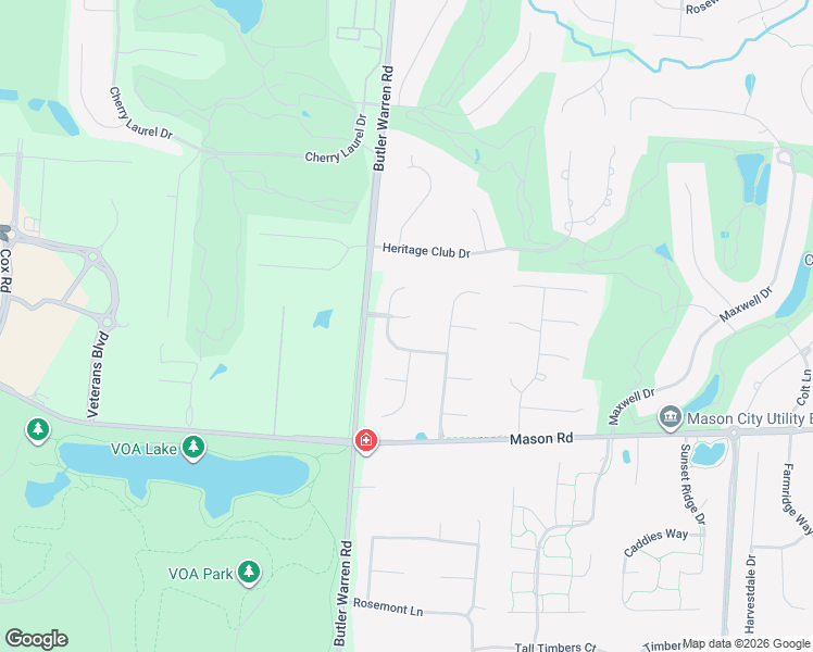 map of restaurants, bars, coffee shops, grocery stores, and more near 6930 Hampton Cove Court in Mason