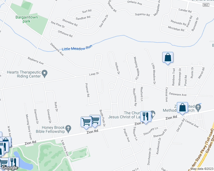 map of restaurants, bars, coffee shops, grocery stores, and more near 121 Belmont Drive in Egg Harbor Township
