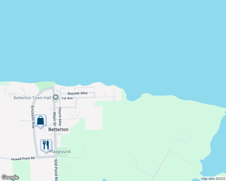 map of restaurants, bars, coffee shops, grocery stores, and more near 130 1st Avenue in Betterton
