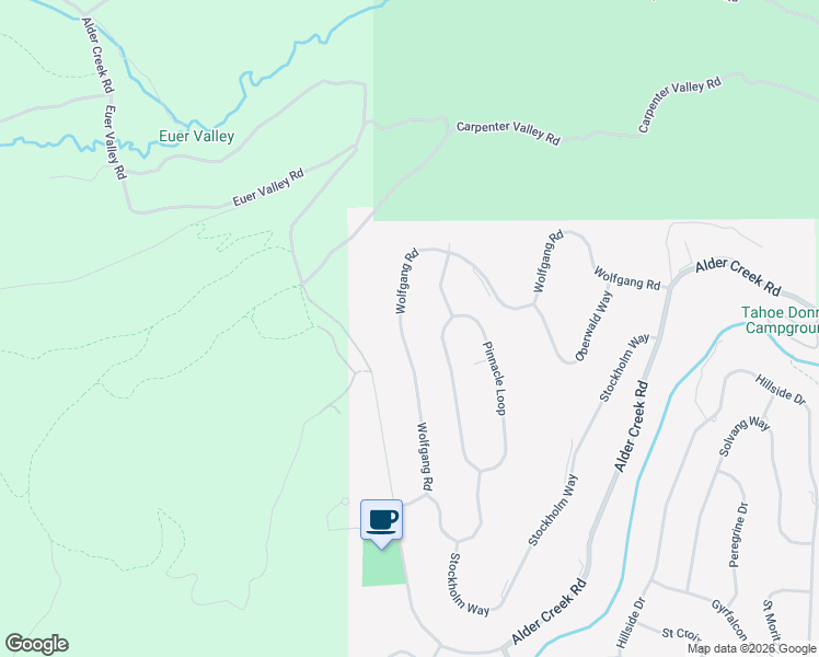 map of restaurants, bars, coffee shops, grocery stores, and more near 15043 Wolfgang Road in Truckee