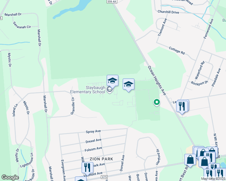 map of restaurants, bars, coffee shops, grocery stores, and more near 11 Swift Drive in Egg Harbor Township