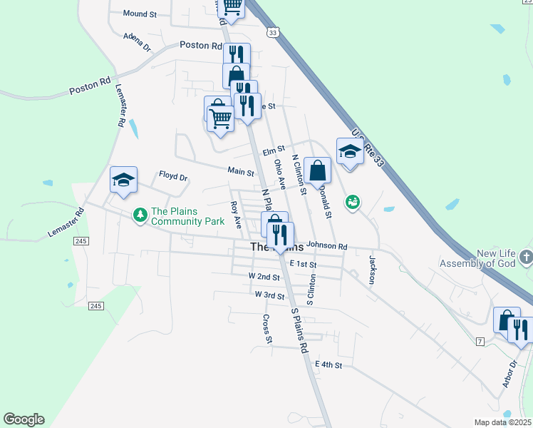 map of restaurants, bars, coffee shops, grocery stores, and more near 15 North Plains Road in The Plains