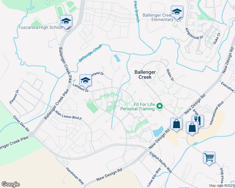 map of restaurants, bars, coffee shops, grocery stores, and more near 5016 Croydon Terrace in Frederick