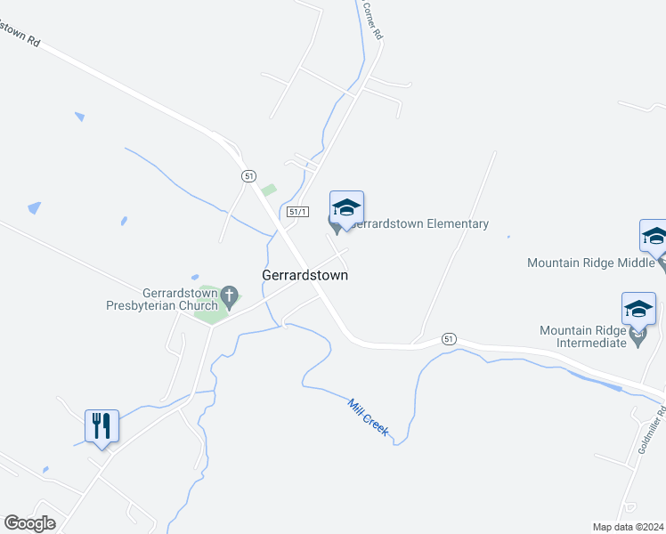 map of restaurants, bars, coffee shops, grocery stores, and more near 85 Dominion Road in Gerrardstown