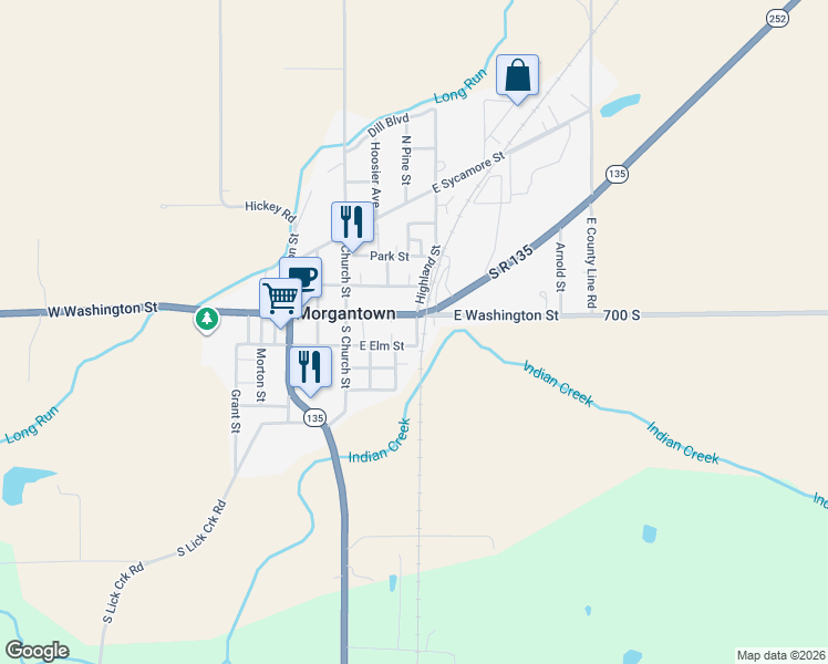 map of restaurants, bars, coffee shops, grocery stores, and more near 160 East Elm Street in Morgantown