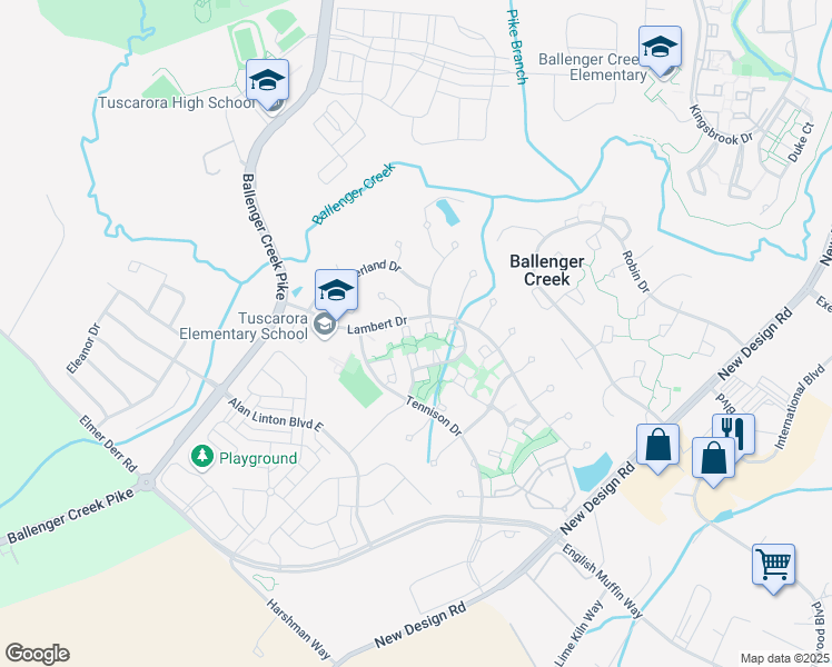 map of restaurants, bars, coffee shops, grocery stores, and more near 4913 Edgeware Terrace in Frederick