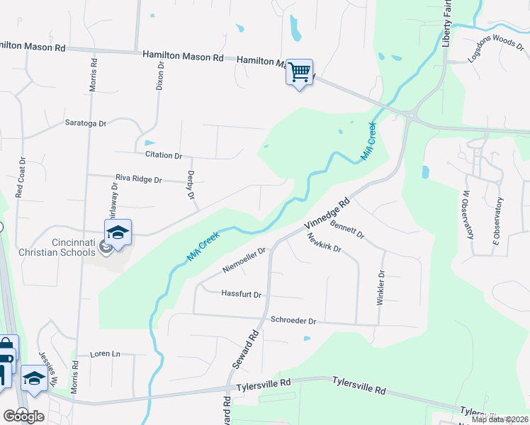 map of restaurants, bars, coffee shops, grocery stores, and more near 7378 Dust Commander Court in Hamilton
