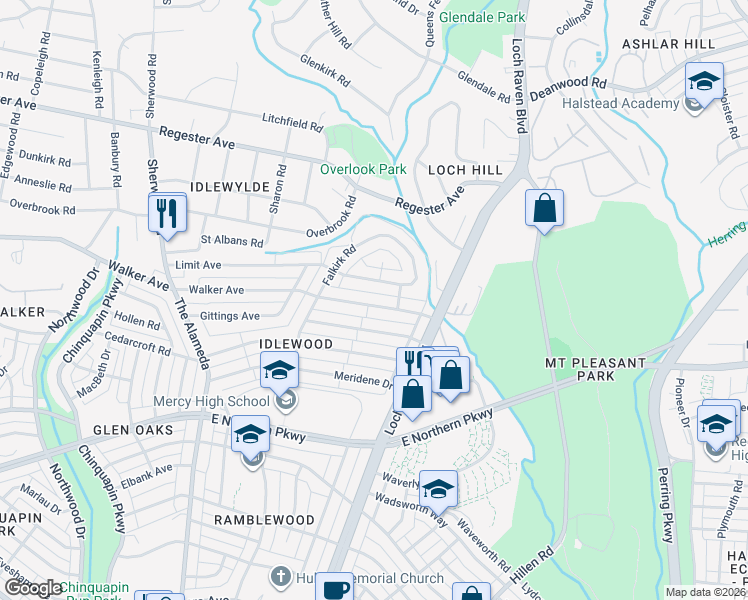 map of restaurants, bars, coffee shops, grocery stores, and more near 1400 Walker Avenue in Baltimore