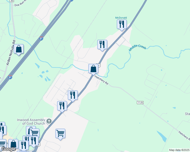 map of restaurants, bars, coffee shops, grocery stores, and more near 0 County Route 11/8 in Inwood