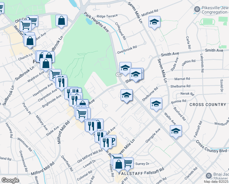 map of restaurants, bars, coffee shops, grocery stores, and more near 1 Slade Avenue in Baltimore