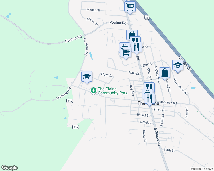 map of restaurants, bars, coffee shops, grocery stores, and more near 11711 Channing Way Boulevard in The Plains