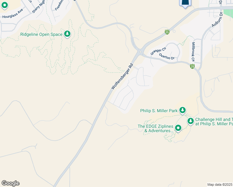 map of restaurants, bars, coffee shops, grocery stores, and more near 127 E Wolfensberger Rd in Castle Rock