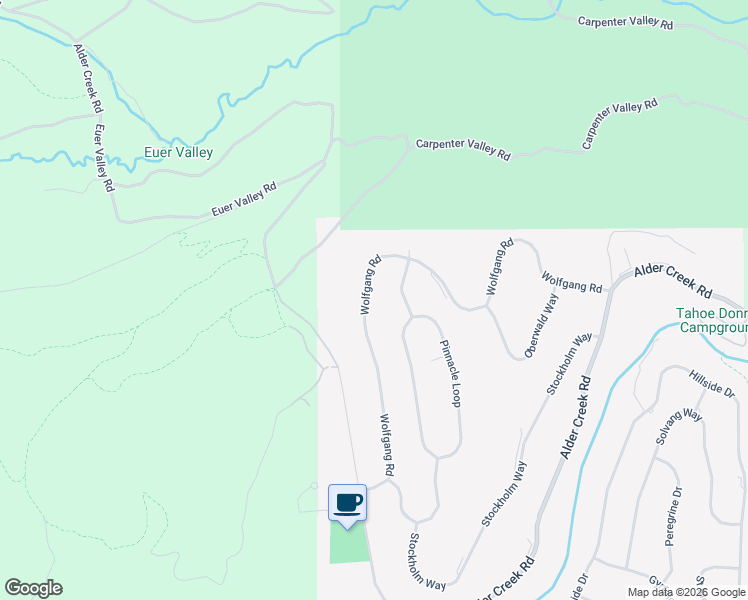 map of restaurants, bars, coffee shops, grocery stores, and more near 15043 Wolfgang Road in Truckee