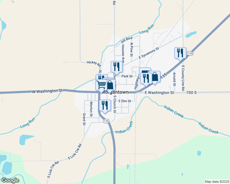map of restaurants, bars, coffee shops, grocery stores, and more near in Morgantown