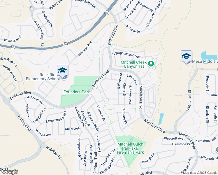 map of restaurants, bars, coffee shops, grocery stores, and more near 250 North Holcomb Circle in Castle Rock