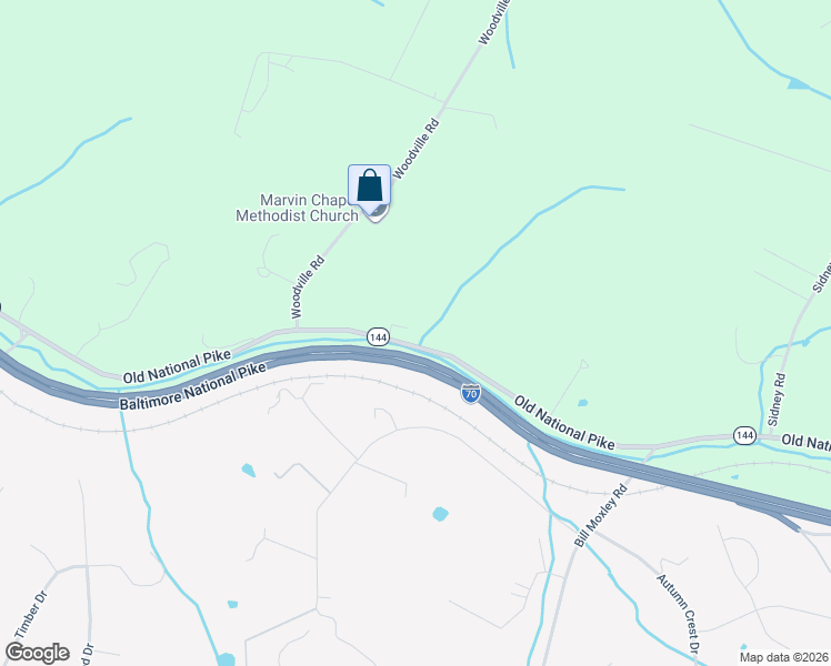 map of restaurants, bars, coffee shops, grocery stores, and more near 13150 Old National Pike in Mount Airy