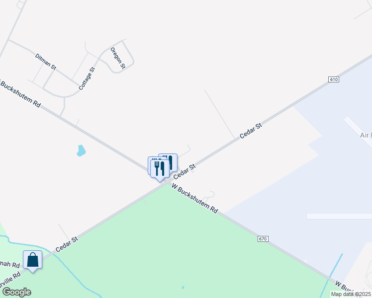 map of restaurants, bars, coffee shops, grocery stores, and more near 2142 East Oak Drive in Millville